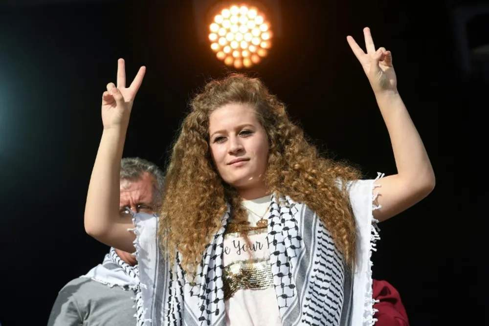 Palestinian activist Ahed Tamimi at the FΓͺte de l'HumanitΓ©, in La Cournbeuve (Seine-Saint-Denis), September 16, 2018