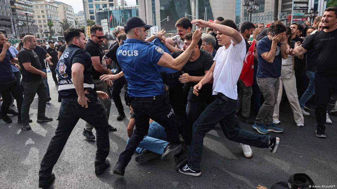 Turkish police clash with demonstrators during an anti-NATO protest in Ankara on July 5, 2026