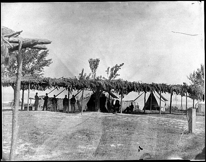 Civil War battlefield aftermath.