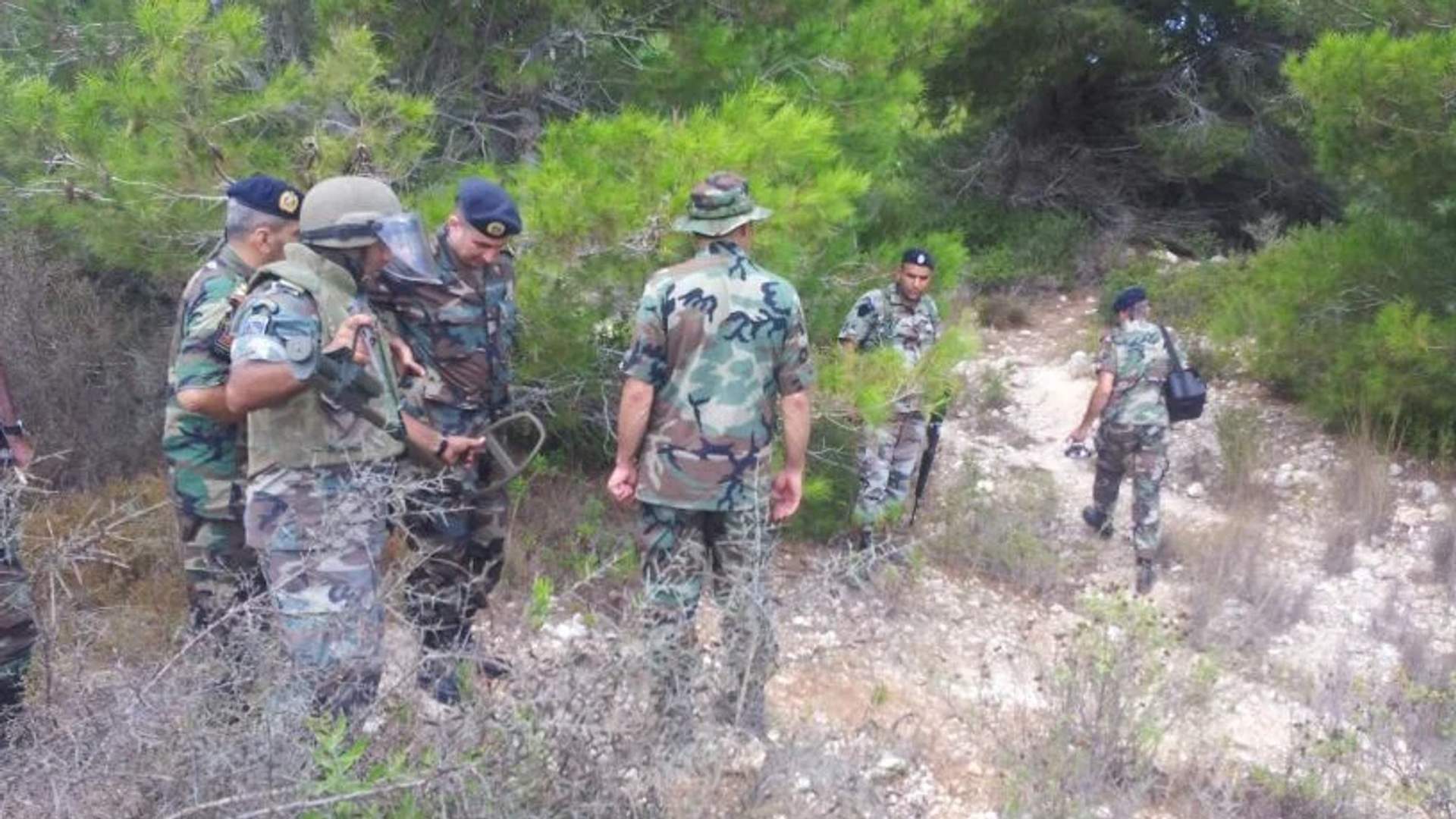 Lebanese soldiers at the scene of an explosion which left four Israeli Occupation soldiers injured, Wednesday, August 7, 2013