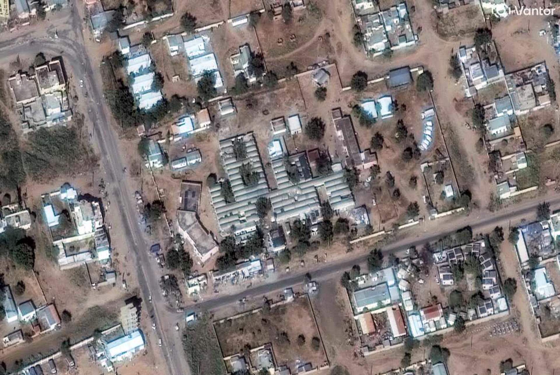 Satellite image of Saudi hospital in El-Fasher showing damage after RSF attack October 2025