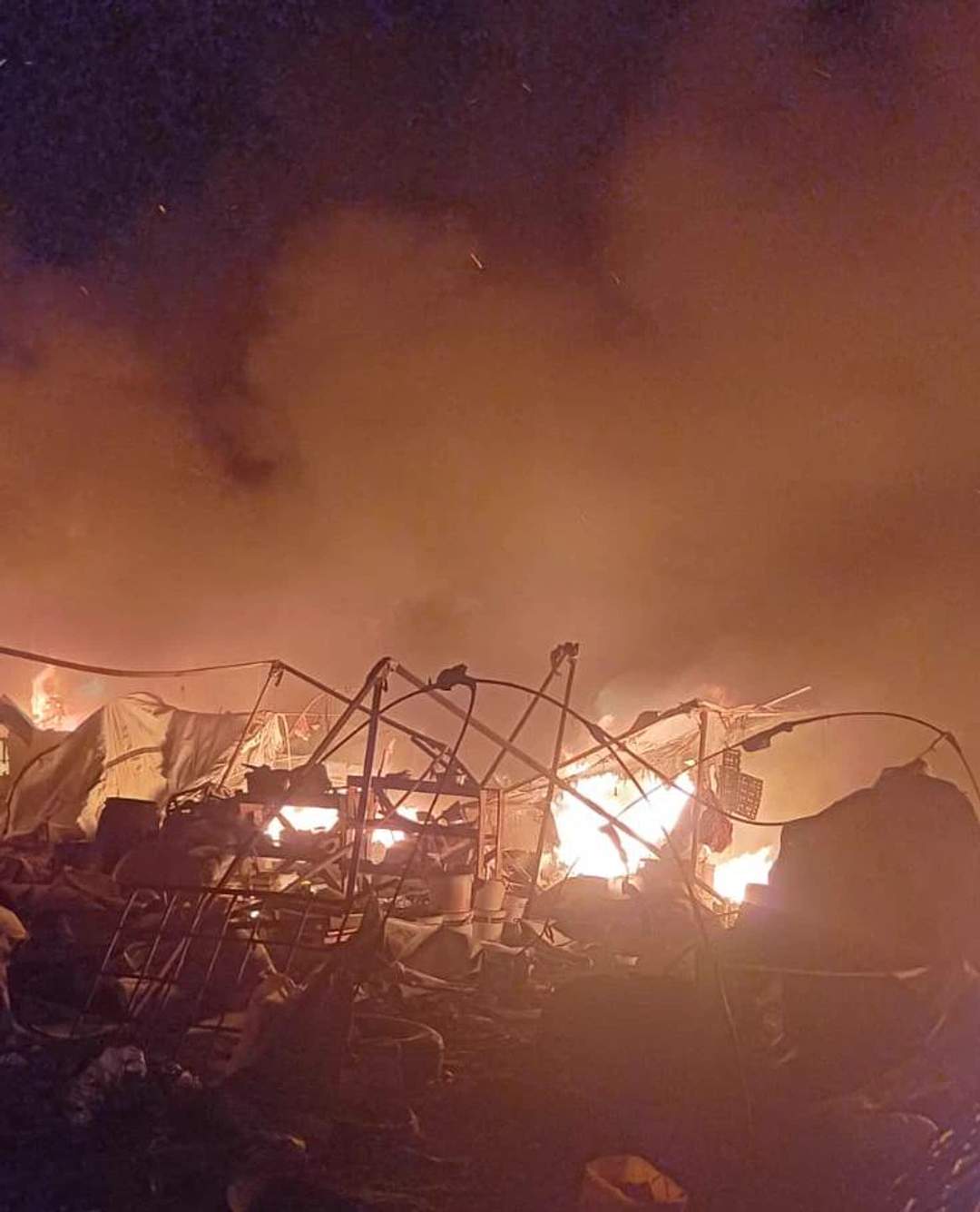 The tents are burning in Gaza