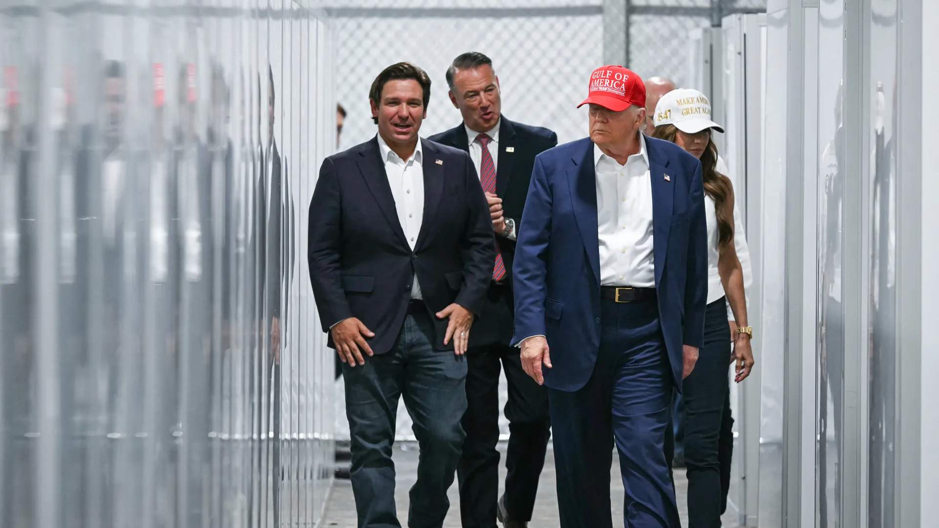 President Trump tours "Alligator Alcatraz" with Gov. Ron DeSantis and Secretary of Homeland Security Kristi Noem. 