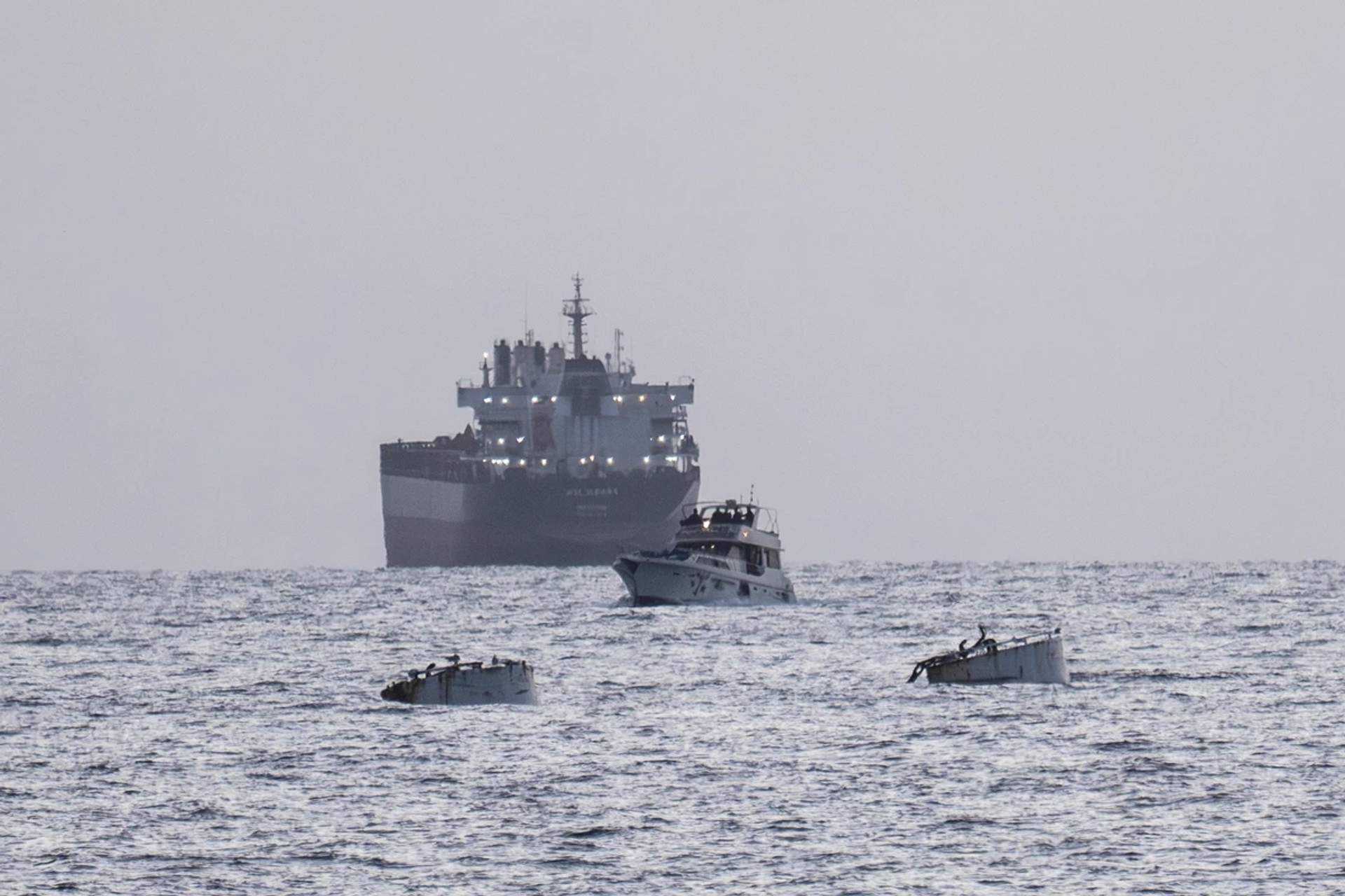 Israeli naval vessel escorting a captured civilian boat into Ashdod port
