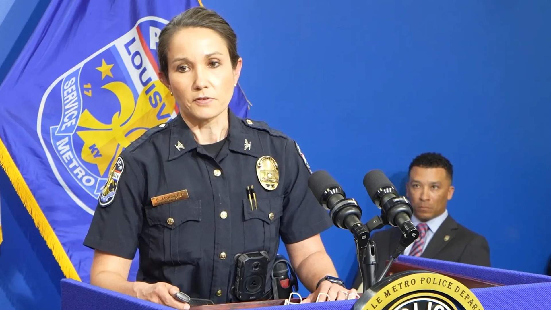 Chief Emily McKinley at the press conference following the release of the bodycam footage
