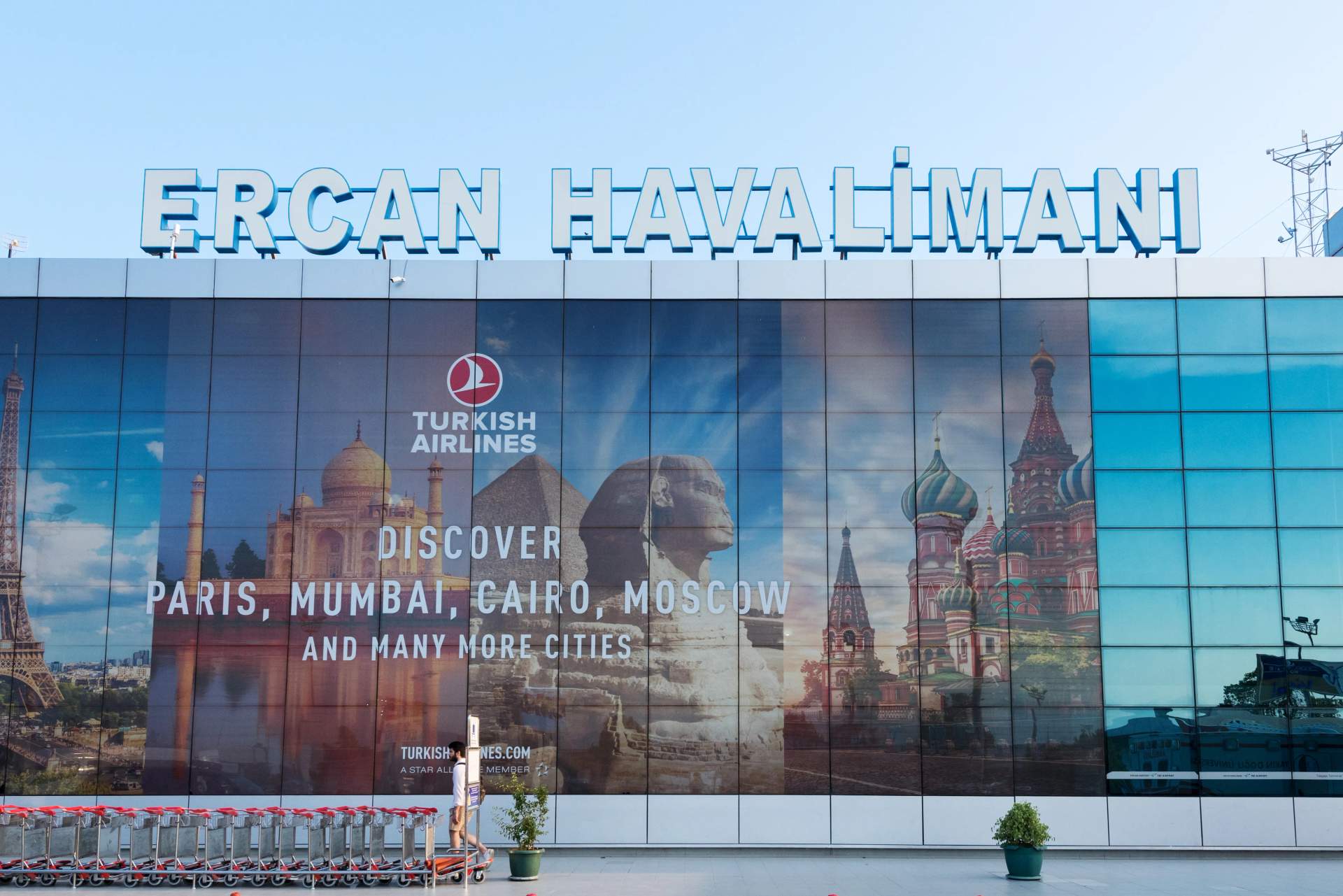 Exterior view of Ercan International Airport terminal in northern Cyprus, where a 24-year-old Israeli national was arrested with four human embryos