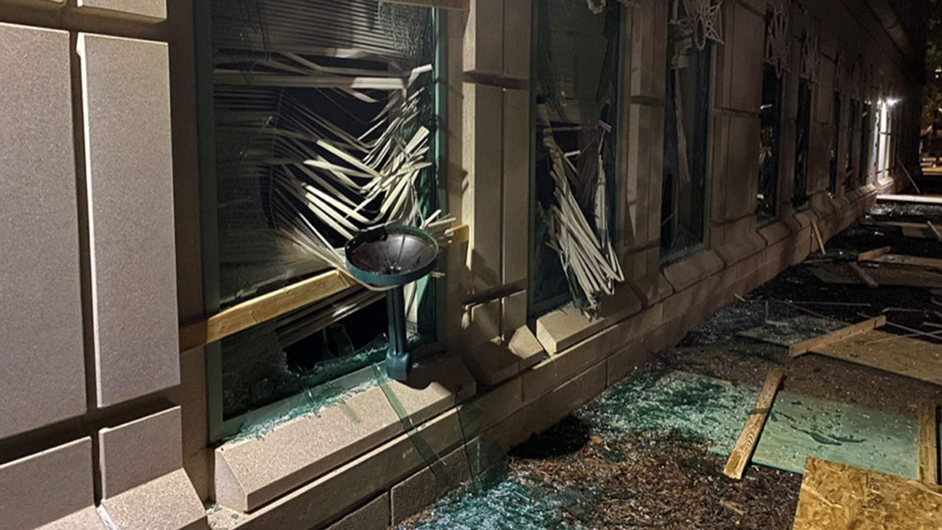 Aftermath: Multiple windows smashed out of courthouse. [Denver 7]