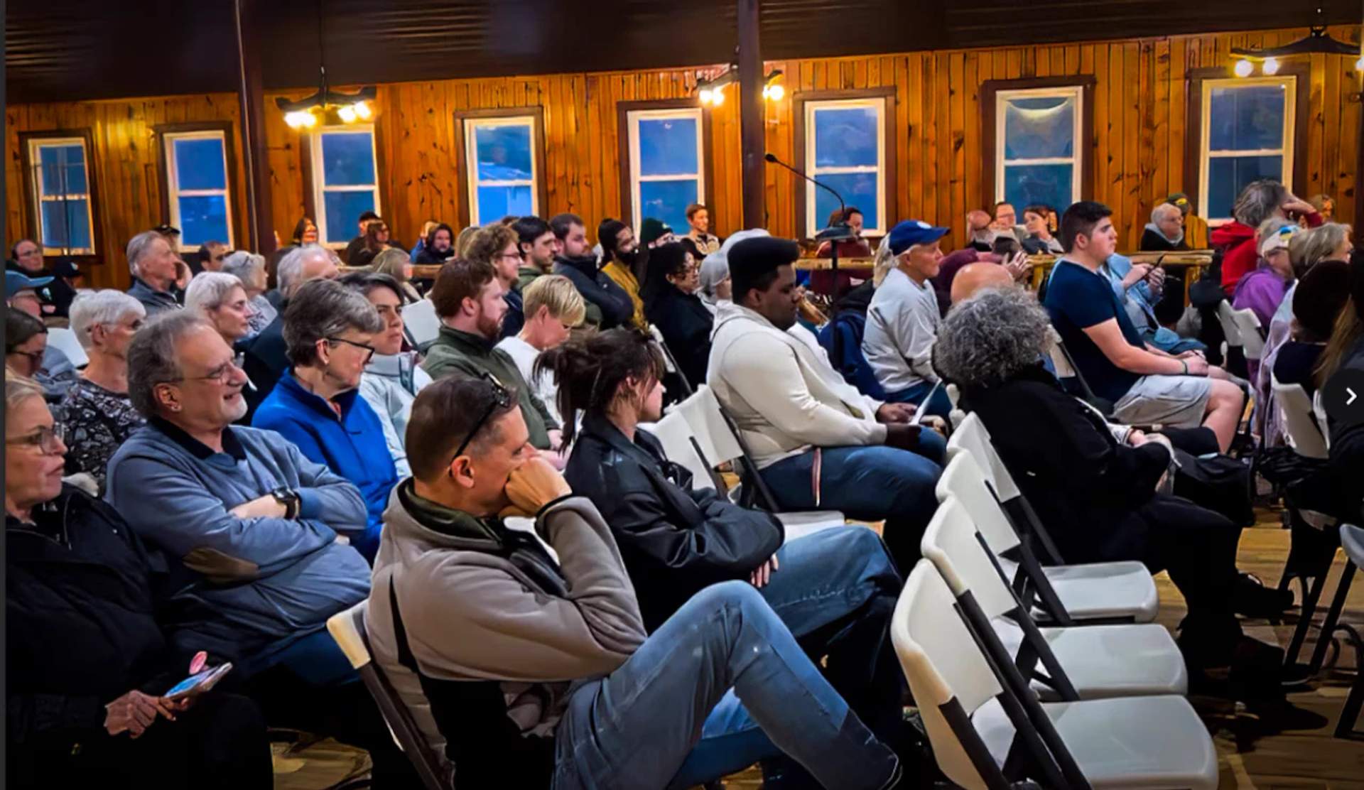 Residents pack an Andover Township Land Use Board meeting on April 21 to voice concerns about zoning changes tied to a potential data center