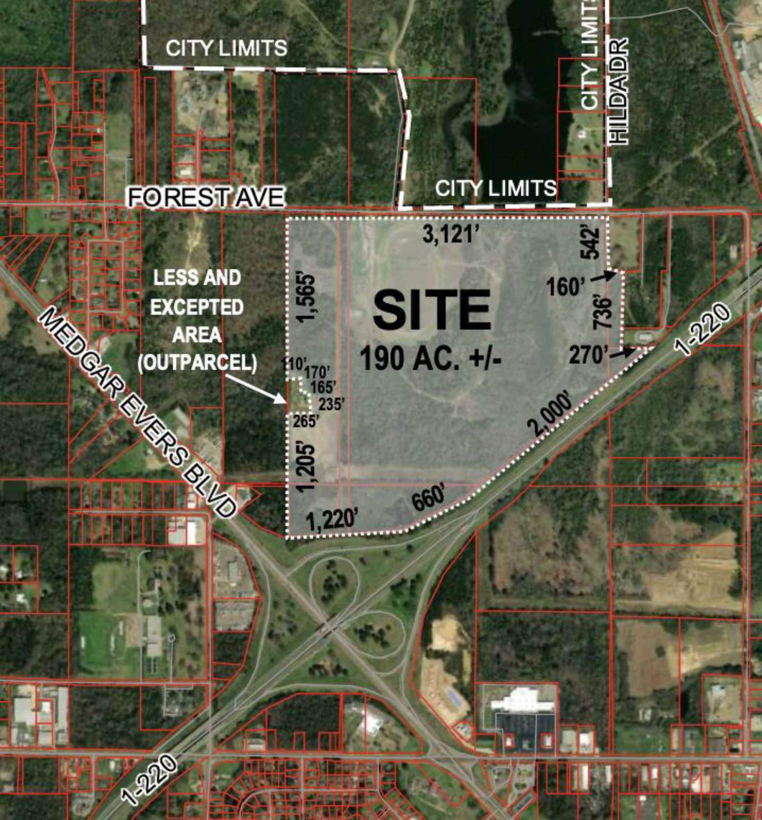 Original Saxum 190-acre proposal map. Credit ~ Watkins & Eager PLLC / Mississippi Free Press