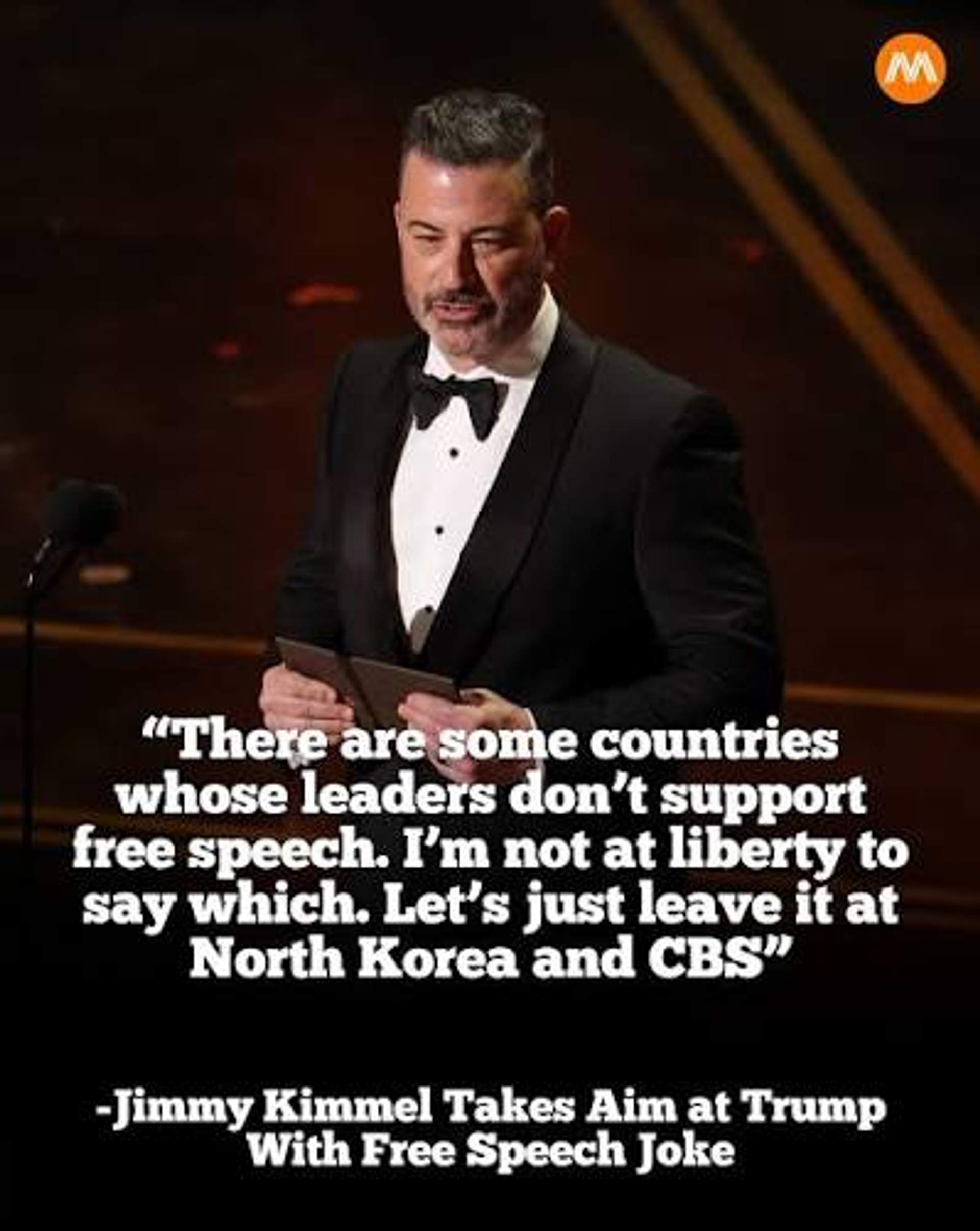 Jimmy Kimmel makes a joke about Trumps media supression: "There are some countries whose leaders don't support free speech. I'm not at liberty to say which. Let's just leave it at North Korea and CBS"