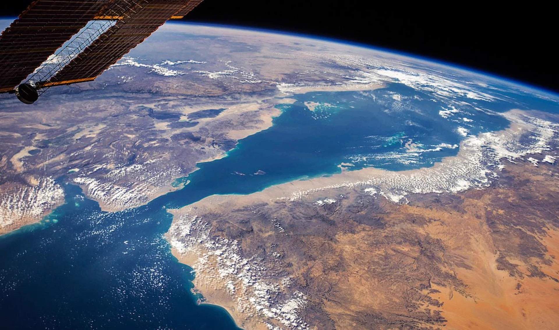 Bab al-Mandad Straight photographed from space.