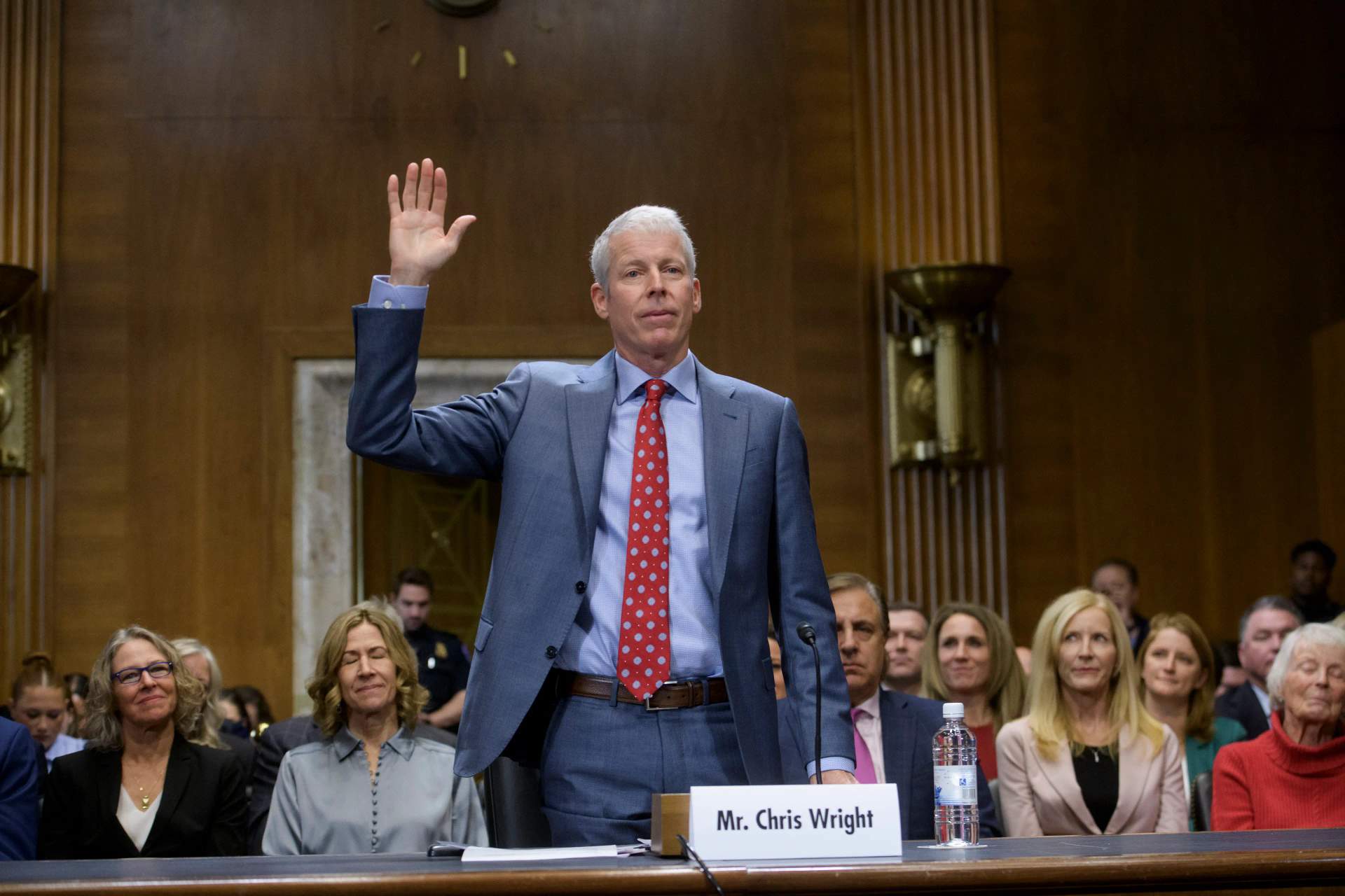 Chris Wright testifying at a congressional confirmation hearing