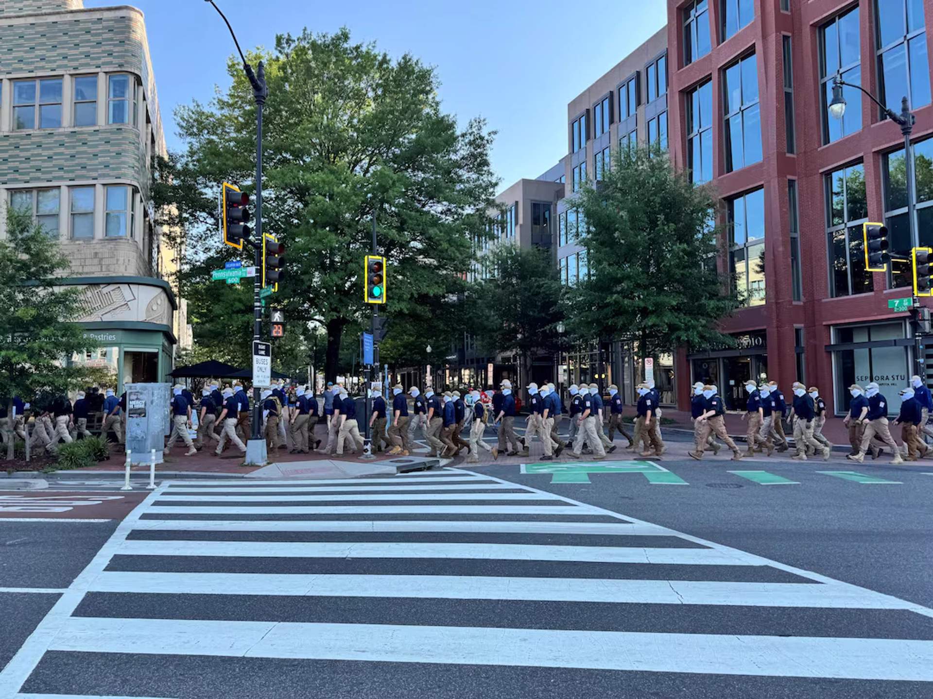 Patriot Front members march through the streets of DC with zero police opposition.