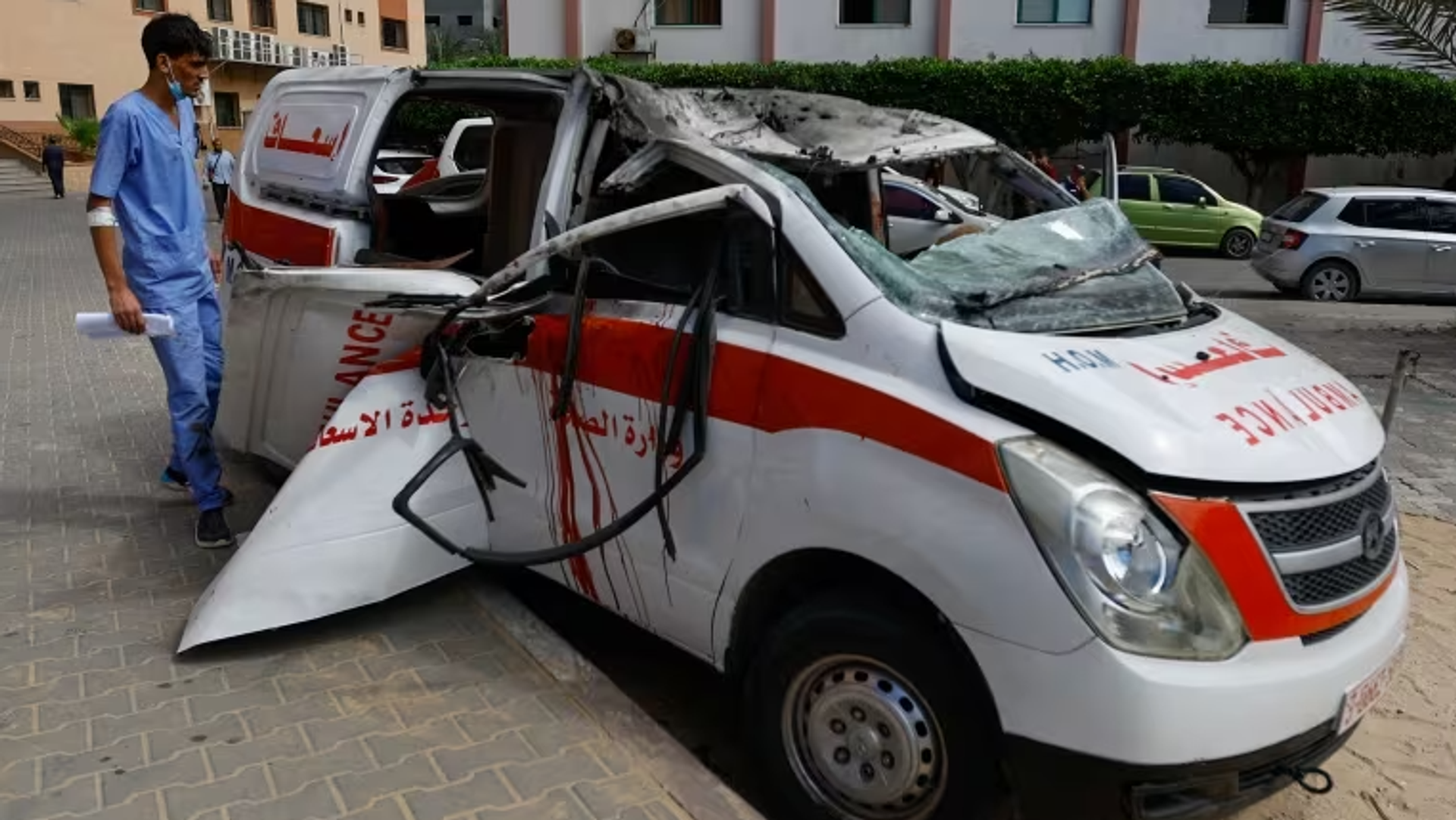 An Ambulance Bombed During Israeli Airstrikes