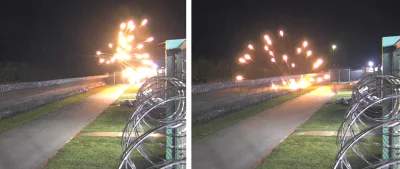 Government evidence exhibit: Fireworks exploding near no one.
