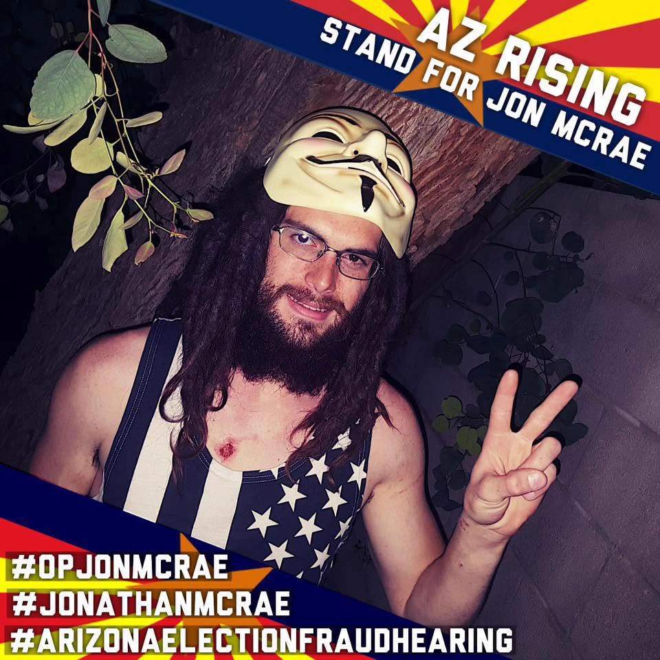 Photo of Jon McRae with Guy Fawkes mask.