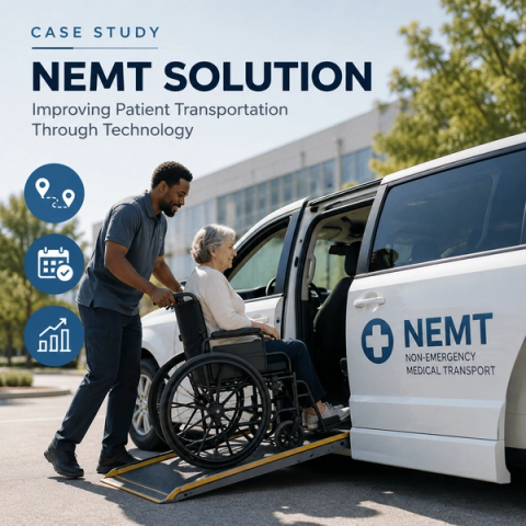 Man loading women in wheelchair into vehicle