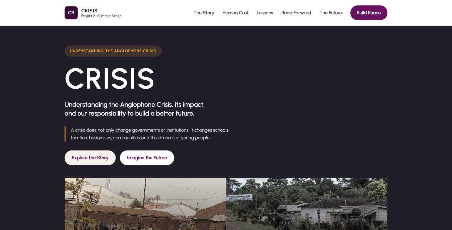 The homepage of CRISIS, the website Glydine built at the Togeva STEAM Summer School 2026