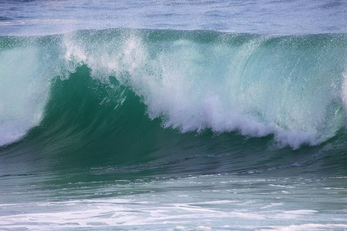 wave breaking on the shore