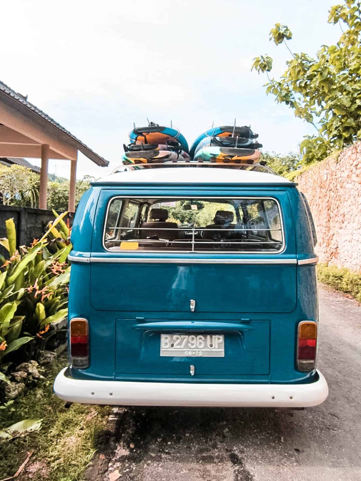 An image of a blue van