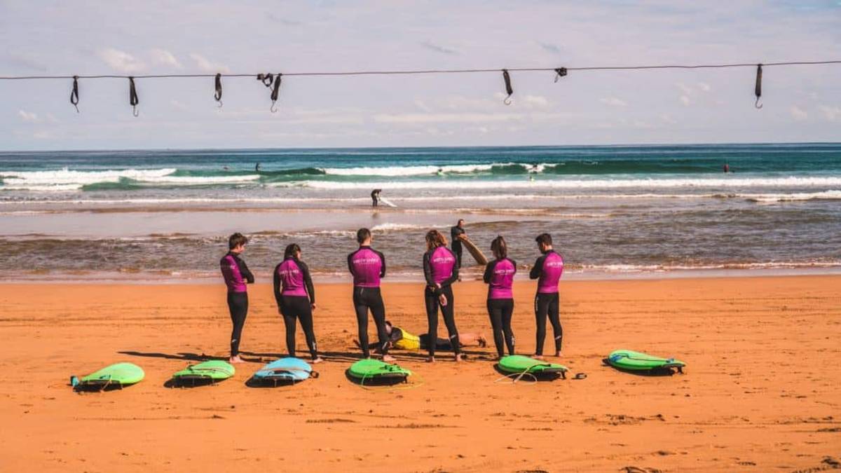 Surf school in Portugal about to enter the water