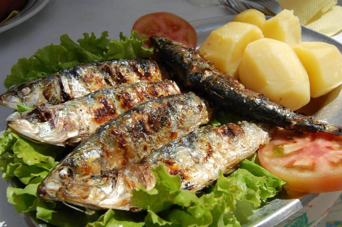 A plate of grilled sardines