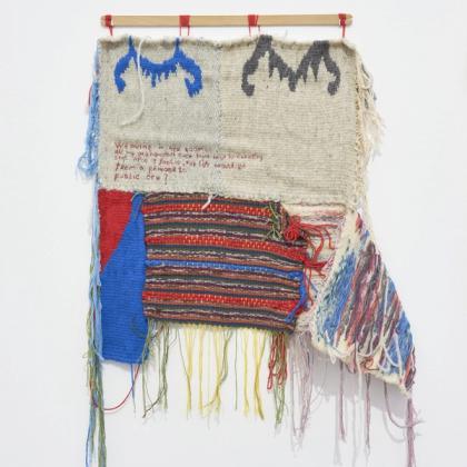 Artwork Private and/or Public?- Weaving in her room, did my grandmother ever think that by creating this piece of fabric, her life would go from private to public?" by Bojana Fužinato 