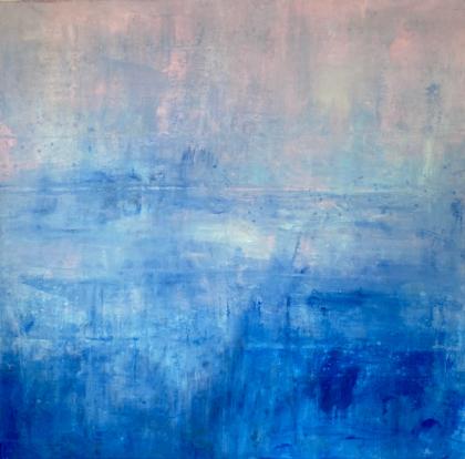 Artwork Blue field pink sky by Kathleen Rhee