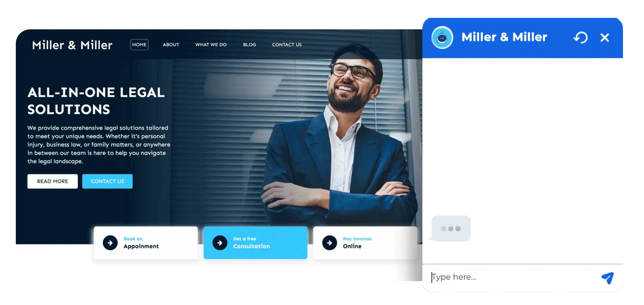 Miller & Miller page with AI chatbot