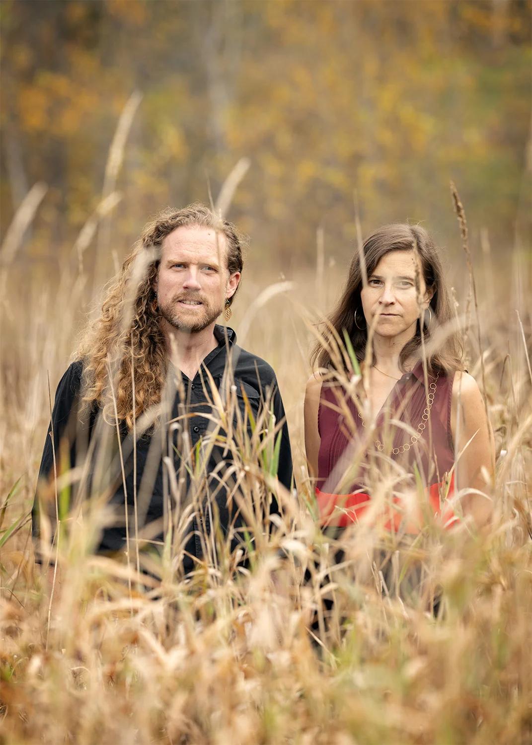 ThirdTone co-founders Evan Premo and Lisa Masé in a field.
