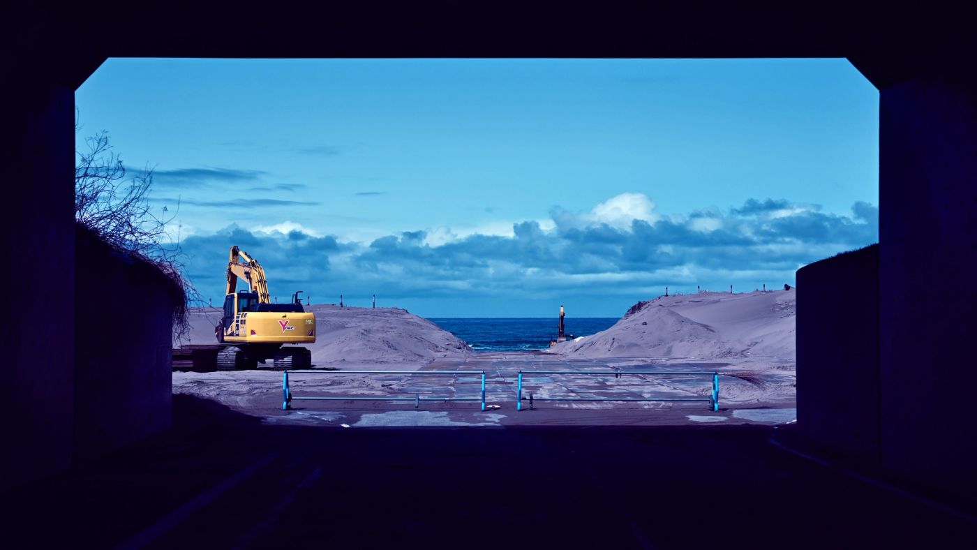 Closed off Uchinada beach due to construction work 