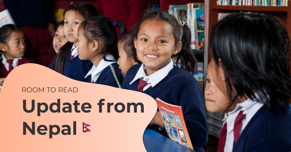Room to read - update from Nepal heading with photo of Nepalese girls in school uniform