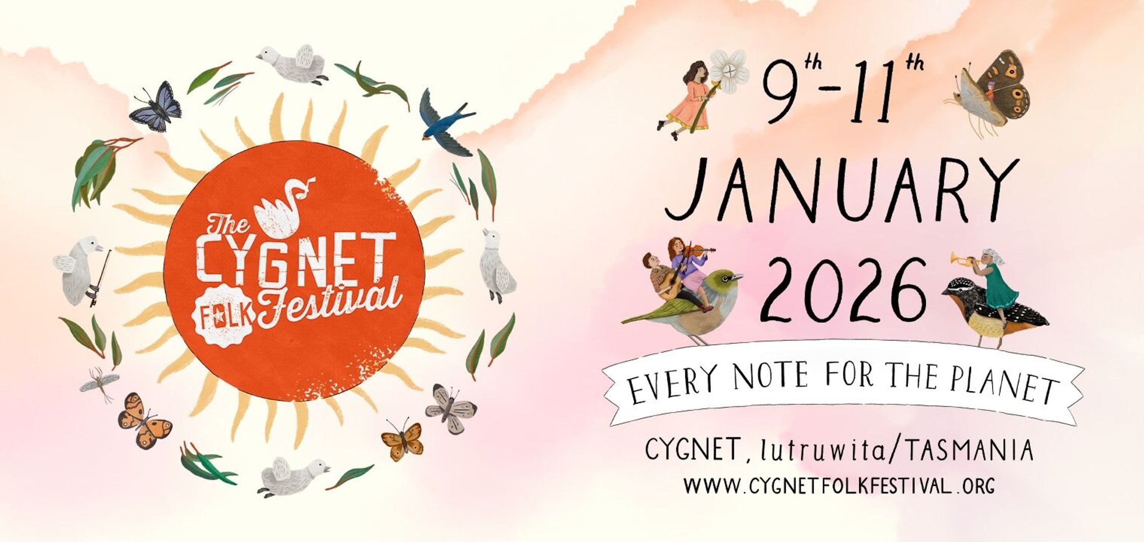 The Cygnet Folk Festival 9-11 January 2026 event poster