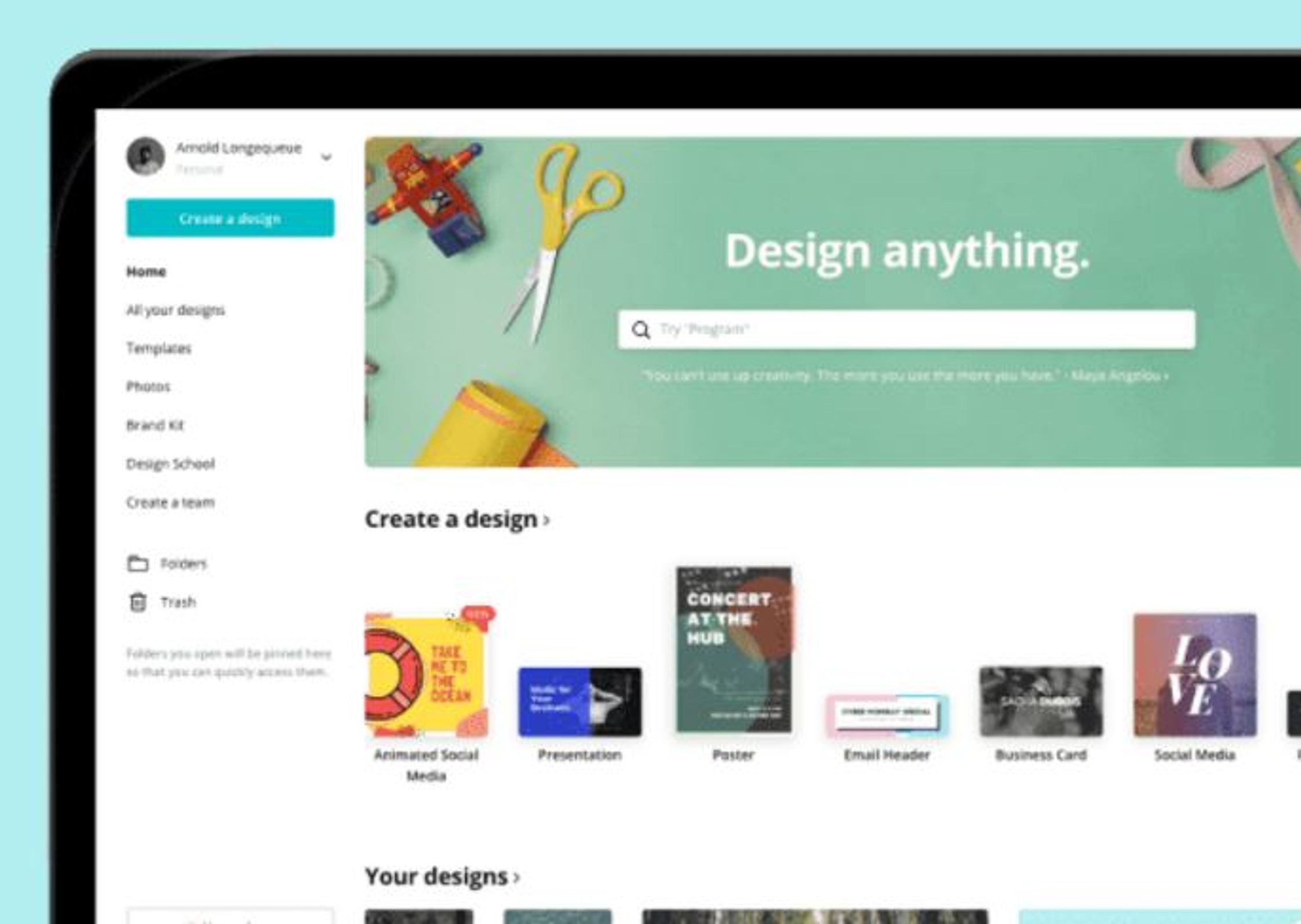 The image is from Canva's website it displays Canva's starter to page to get creative on some awesome banner imagery