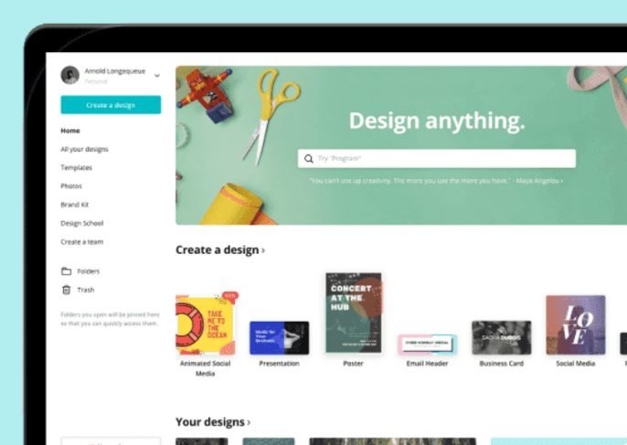 The image is from Canva's website it displays Canva's starter to page to get creative on some awesome banner imagery