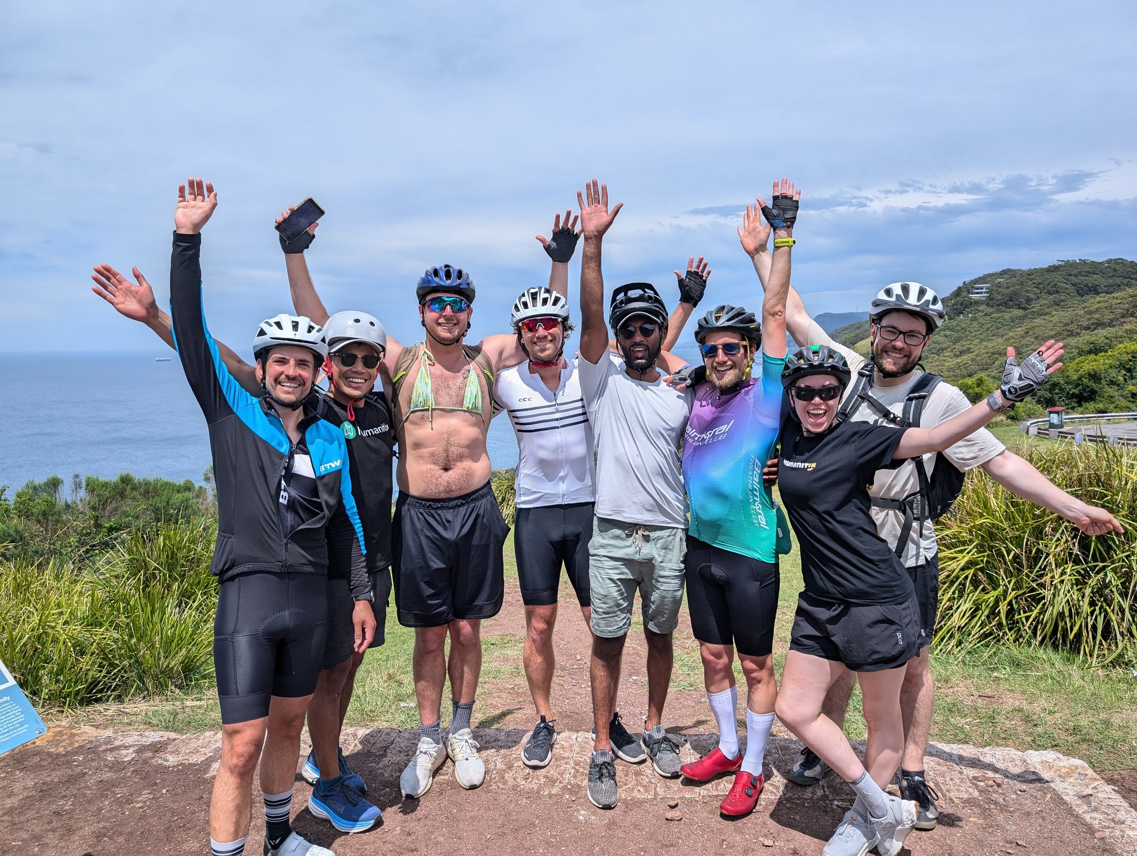 The Humanitix team at Otford Lookout, Royal National Park, during the ride