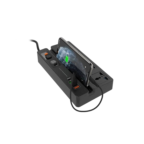 Thumbnail-Porodo | 4 AC | 3 USB & USB-C PD 35W Multiport Socket 3M 3000W UK - Black