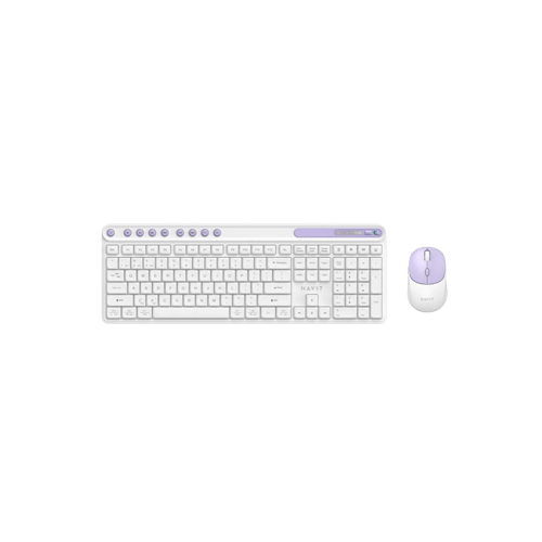 39233-Havit KB271WB Dual-Mode Wireless Combo - White & Purple