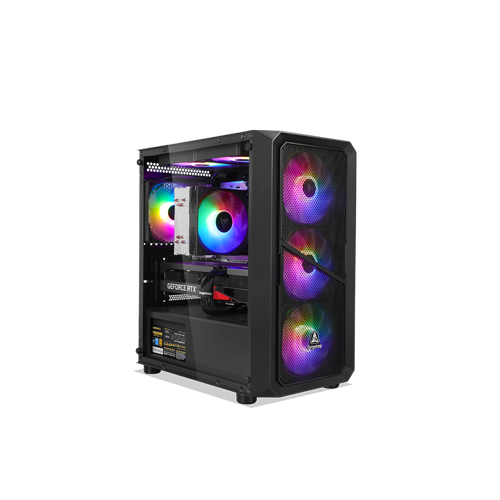 3568-Segotep Cyber S1 Mid-Tower Black With 03 RGB Fans