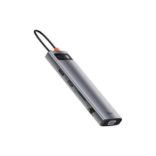 Thumbnail-BASEUS METAL GLEAM SERIES 6-in-1 MULTIFUNCTIONAL TYPE-C HUB DOCKING STATION GRAY
