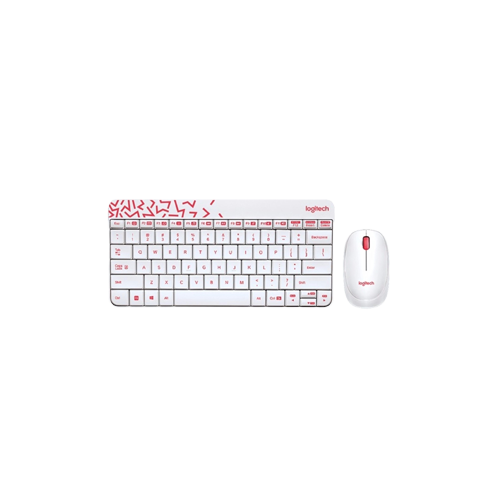 Logitech MK240 Wireless Keyboard and Mouse Combo - White | Vivid Red