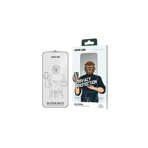Thumbnail-Green Lion 9H Steve Matte Privacy Glass Protector for iPhone 16 Pro Max - Black