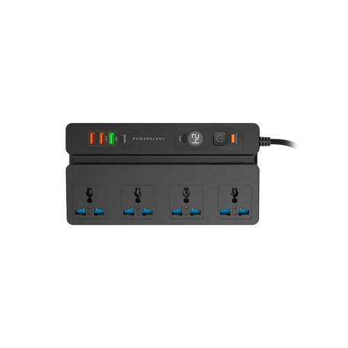 Thumbnail-Porodo | 4 AC | 3 USB & USB-C PD 35W Multiport Socket 3M 3000W UK - Black