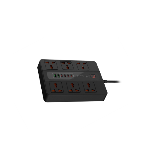 Thumbnail-Porodo | 6 AC | 2 USB-A | 24W & 4 USB-C PD 36W Multi Port Super Hub 3M 3000W UK - Black