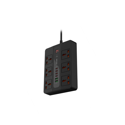 Thumbnail-Porodo | 6 AC | 2 USB-A | 24W & 4 USB-C PD 36W Multi Port Super Hub 3M 3000W UK - Black