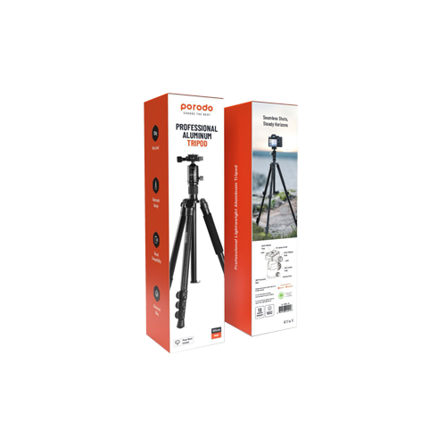 Thumbnail-Porodo Aluminium  Tripod with Ballhead - Black