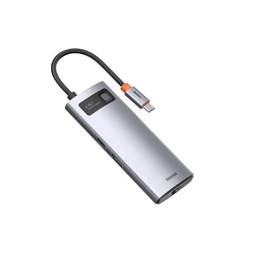 Thumbnail-BASEUS METAL GLEAM SERIES 6-in-1 MULTIFUNCTIONAL TYPE-C HUB DOCKING STATION GRAY
