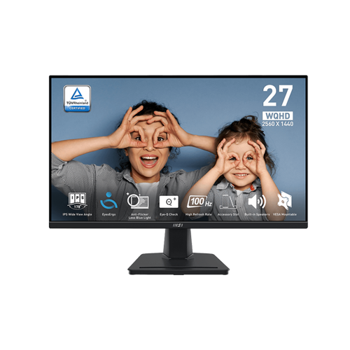 MSI Pro MP275Q 27" 100Hz 1ms 2560 x 1440 (WQHD) IPS Level Ultra Slim Frameless Monitor image 1