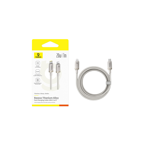 39054-Baseus 1 Meter 20W Titanium Alloy PD Type-C to Lightning Fast Charging Cable