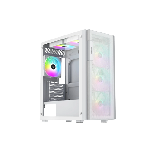 3583-Segotep AXE 5 Mid-Tower White With 3 RGB Fans